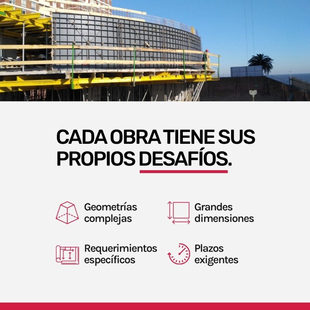 Imagen conceptual sobre los desafíos de cada obra: geometrías complejas, grandes dimensiones y plazos exigentes